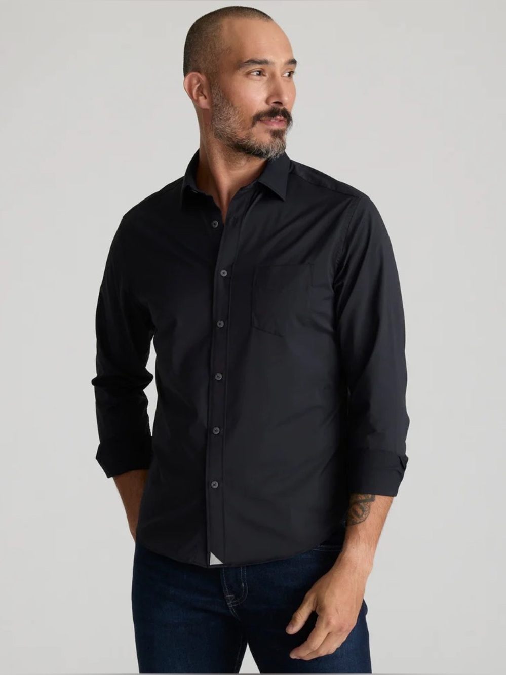 UNTUCKit mens XL black solid Gironde performance button up casual shirt EUC